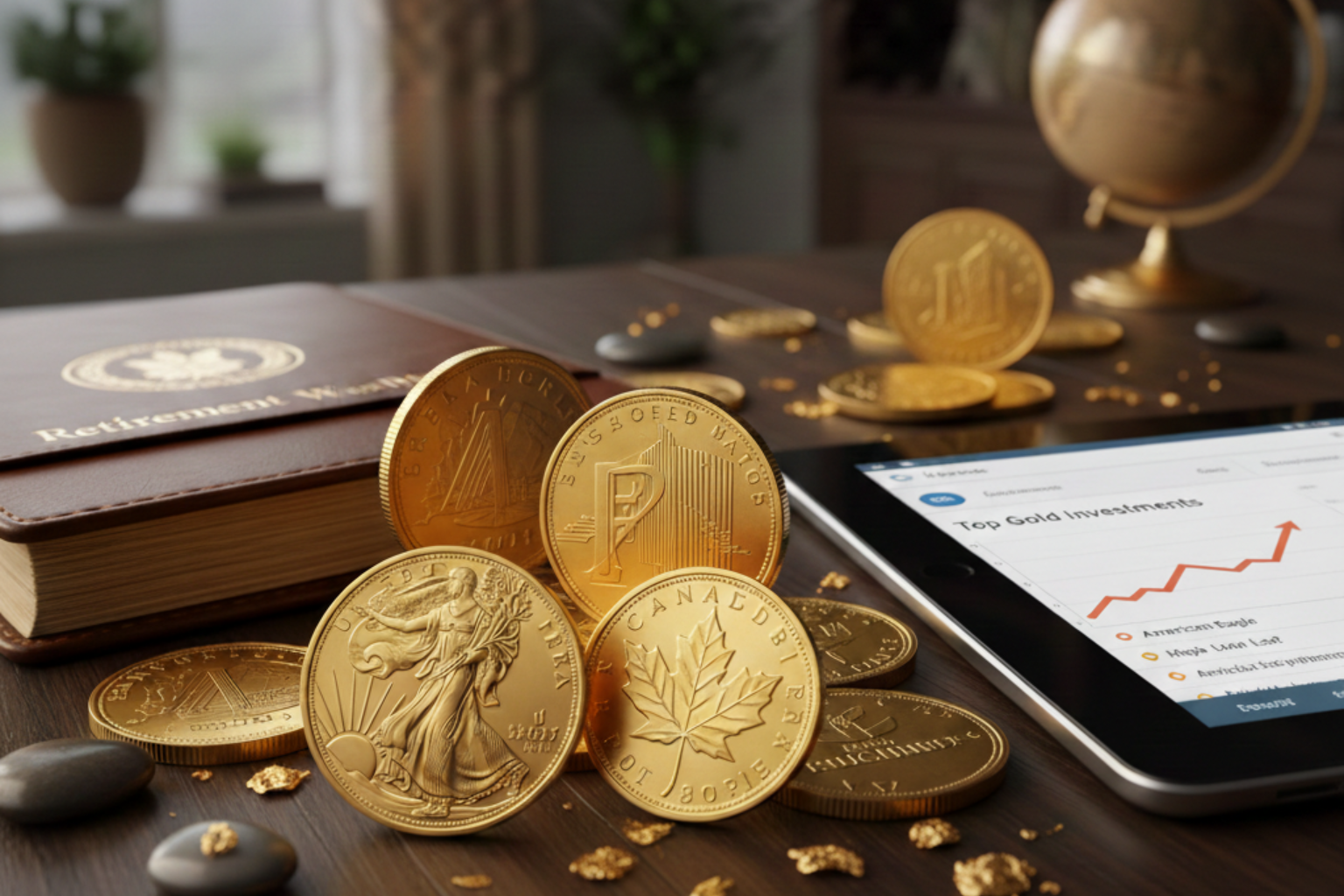 Best gold coins for retirement portfolios including American Eagle, Canadian Maple Leaf, and Gold IRA approved bullion coins